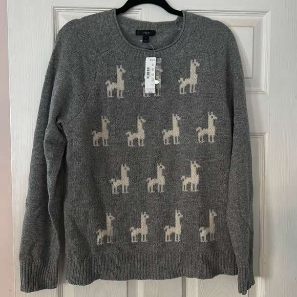 NWT J. Crew wool sweater with Alpaca’s on it - Picture 1 of 1